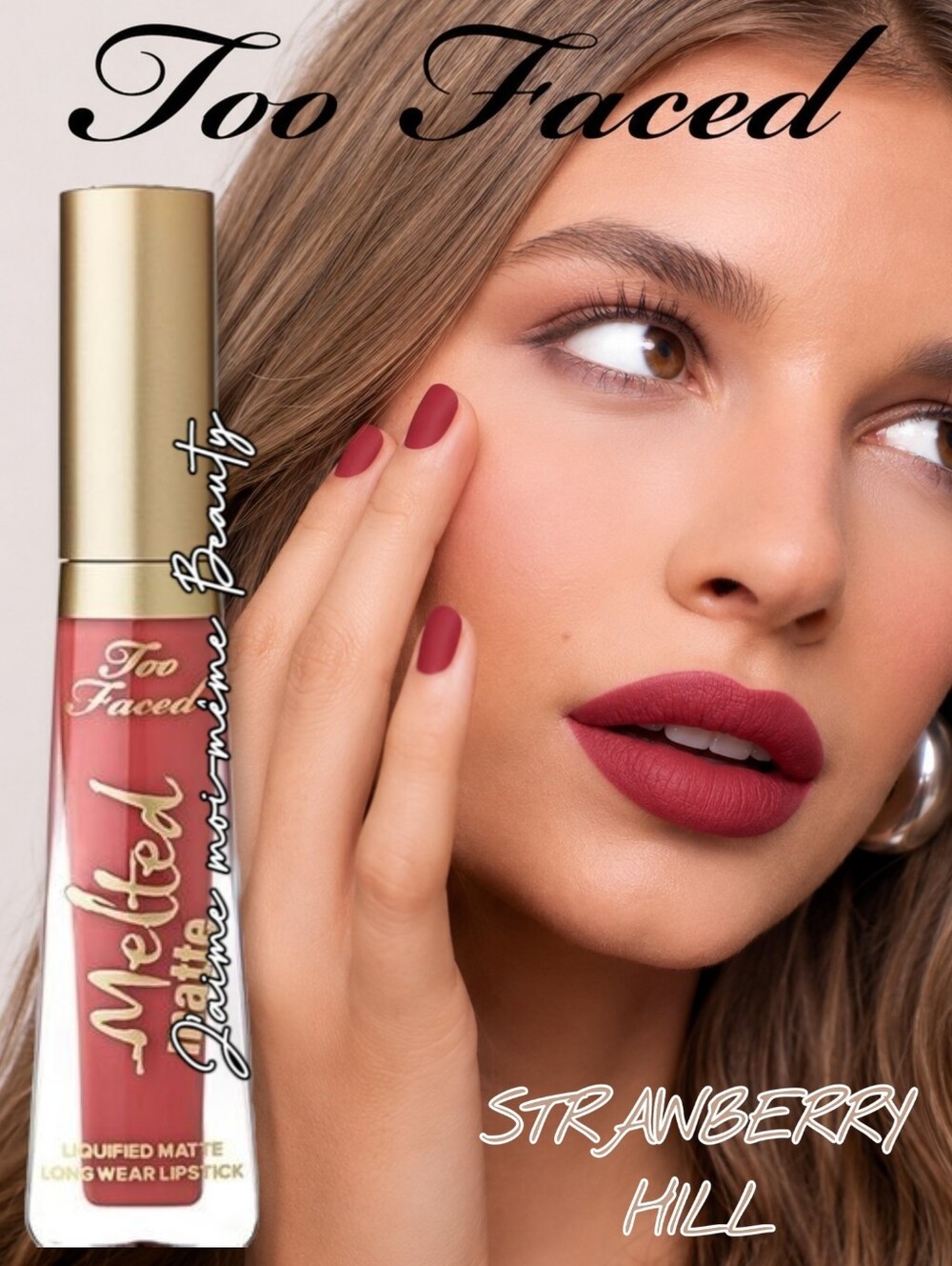 Too Faced Melted Matte Plumping Lipstick in Strawberry Hill - Vibrant Berry Red